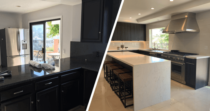 Before and after home remodel transformation by Golden Age Builders