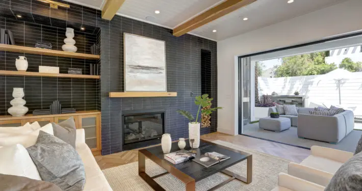 Interior design minimalist living room with décor.
